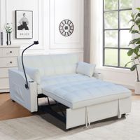 Sofá cama convertible 3 en 1 moderno, sofá cama de terciopelo, sofá futón, cama extraíble, respaldo reclinable ajustable, almohada con bolsillos para