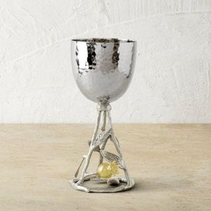 Nouveau Calice de Kiddoush en Argent avec Support en Forme de Branche et Accent Papillon Doré, Gobelet à Vin Judaïque de Luxe pour Décoration de Table de Fêtes et Décoration Intérieure - Product Image 2