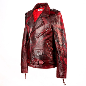 Blouson de motard formel pour homme en cuir métallisé, col montant, zippé, respirant, coupe-vent, streetwear, pour le printemps et l'automne - Product Image 6