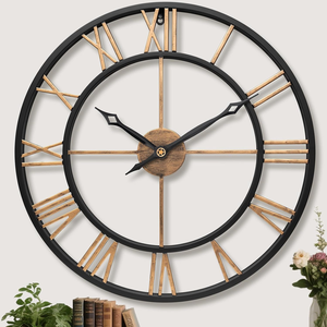 Large Round Black Gold Metal Roman Numeral <b>Wall</b> <b>Clock</b> Modern <b>Decorative</b> <b>Clock</b> for Living Room Home Office Farmhouse Interior - Product Image 4