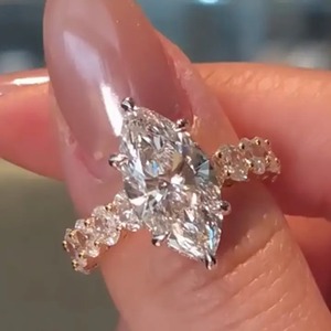 925 Moissanite 4.0 Carat Marquise Cut Engagement Ring in Sterling Silver with D Color & VVS Clarity for Women - Product Image 4