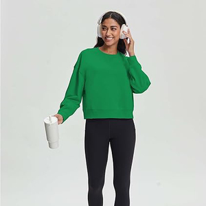 เสื้อสเวตเชิ้ตบล็อกสีสำหรับผู้หญิง คอกลม แขนยาว ทรงหลวม ผ้าฟลีซผสมคอตตอนเนื้อนุ่ม สไตล์ลำลอง - Product Image 6