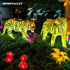 Factory 3d motif light christmas decoration giant cute standing animals figurine crafts LED garden tiger statue for sale