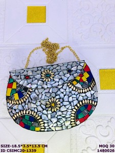 Craftstages International Premium Metal <b>Clutch</b> Bag | Mix Colour Handcrafted <b>Wedding</b> Evening Purse Metal Chain 1-1.9L Capacity - Product Image 3