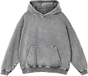 Pull à capuche personnalisable pour homme, délavé à l'acide, col rond, anti-rides, doublé, en polaire tricotée, surdimensionné, imprimé sur mesure - Product Image 1