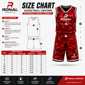 ชุดเสื้อบาสเก็ตบอล RONAL SPORTS สีแดงลายพราง แขนกุด คอวี ระบายเหงื่อได้ดี ชุดกีฬาสำหรับผู้ใหญ่ ราคาพิเศษ - Product Image 6
