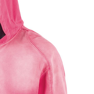 Hoodie court zippé tendance de haute qualité, délavé à l'acide, coupe ample, avec poche discrète, épaules patchwork, personnalisable pour homme, effet soleil éclairé - Product Image 2
