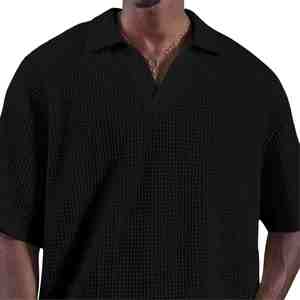Polos de Punto Personalizados de Buena Calidad para Hombre, Negros, Transpirables, 100% Algodón, Polos Extra Grandes para Hombre - Product Image 3