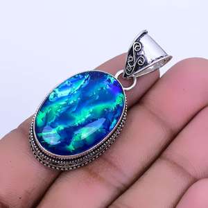 Pendentif en opale de feu australienne triple, argent sterling 925, bijoux faits main style bohème, cadeau original pour femme - Product Image 5