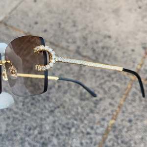 ZONGA HOUSE Luxury Custom Designer Unisex VVS1 Moissanite Diamond Rimless Hip Hop <b>Sunglasses</b> % UV Protection for Outdoor - Product Image 4