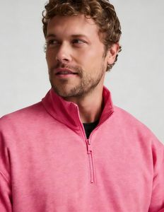 Sweat-shirts à col rond et quart de zip pour hommes, personnalisés, teints unis, à motif uni, doublés polaire, grammage lourd, style fermeture éclair, pour l'hiver 2026 - Product Image 3