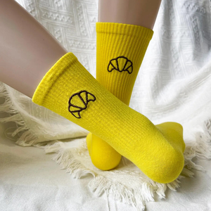 Women Eco-Friendly Anti-Slip Yoga Daily Use Crew <b>Socks</b> Ribbed Knit Letter Embroidery Striped Mid Calf Breathable <b>Soft</b> Casual - Product Image 3