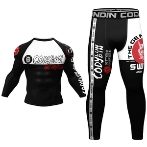 Premium <b>Compression</b> Rash Guard Set Unisex Athletic Gym Wear Breathable Quick Dry Long Sleeve <b>Shirt</b> Trousers UPF50+ Fitness - Product Image 5
