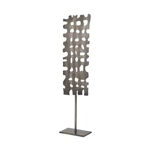 Sculpture métallique abstraite noire moderne sur support, décoration de table de luxe pour salon, bureau, console et bibliothèque - Product Image 1