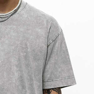 T-shirt uni sportif vintage délavé pour homme, coupe classique, en coton, prix usine OEM ODM, logo personnalisé, vente en gros - Product Image 4