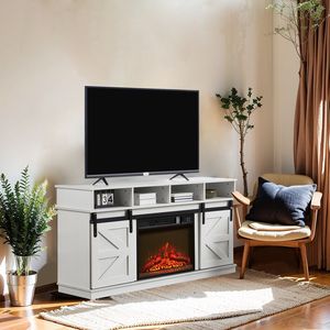 Mueble para TV Estilo Granja Moderna, Consola de Entretenimiento para el Hogar Inspirada en un Granero con Chimenea Integrada de 23'' para Televisores de hasta 65'' - Product Image 6