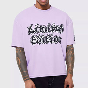 เสื้อยืดผู้ชายพิมพ์โลโก้ตามสั่ง ทรงหลวม ไหล่ตก ผ้าคอตตอนหนานุ่ม ใส่สบาย คลายร้อน เหมาะสำหรับฤดูร้อน - Product Image 4