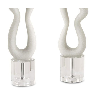 Ensemble de porte-bougies sculpturaux abstraits blancs, design texturé moderne avec base en cristal pour une décoration intérieure de luxe, qualité supérieure - Product Image 6