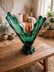 Jarrón de Vidrio Verde para Piso, Florero Decorativo Irregular, Decoración Escultural para el Hogar, para Sala de Estar - Product Image 1