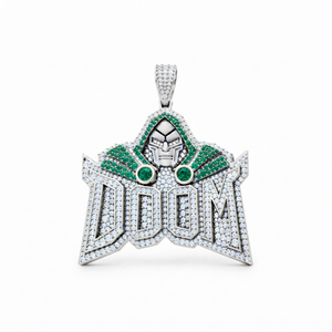 Dr. Doom Anhänger aus 925 Sterling Silber mit Diamant im Brillantschliff und Edelstein, Herren Hip-Hop Schmuck Charm-Anhänger - Product Image 2