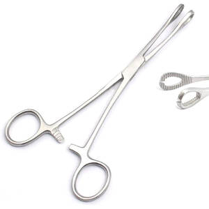คีมหนีบฟองน้ำขนาด 5 นิ้ว แบบมีร่อง สำหรับเจาะร่างกาย ทำจากสแตนเลส ใช้สำหรับเจาะร่างกาย ศัลยกรรม แพทย์ สตูดิโอสัก - Product Image 1