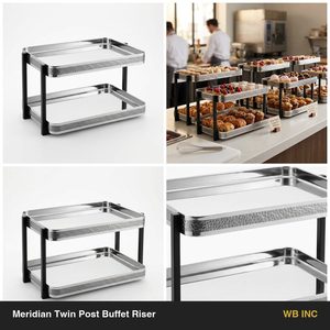 Support de buffet à double poteau en acier inoxydable SS304 noir miroir de 35 cm, fait main, pour la décoration intérieure, les hôtels et la vaisselle - Product Image 6