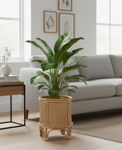 Support de pot de fleurs en rotin tressé surélevé avec pieds, pot de fleurs décoratif en osier pour intérieur, patio et balcon, fabriqué au Vietnam - Product Image 4