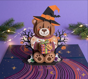 Tarjeta de Felicitación Pop-Up Decorativa con Tema de Osito, Hecha a Mano con Papel, Arte en Papel para Cumpleaños y Navidad - Product Image 1
