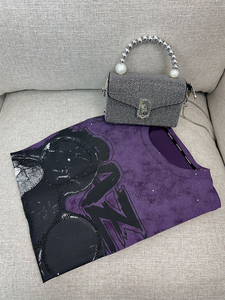 T-shirt surdimensionné à imprimé Mickey Mouse violet, manches courtes, col rond, style streetwear, jersey en coton tricoté pour homme - Product Image 5