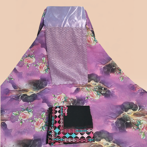 Tela de Lujo Verde Menta con Estampado Floral Suizo Dirac y Panel Bordado en Oro para Vestidos de Boda Somalíes - Product Image 6