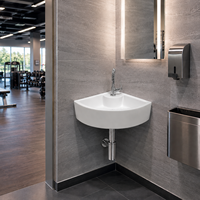 Robinet de lavabo mural CORNIA, forme triangulaire, à levier unique, design minimaliste, finition chromée polie, avec drain