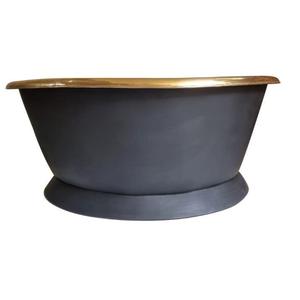 Baignoire autoportante en cuivre patiné vert de luxe, finition antique artisanale, durable, écologique, portable, ronde, élégante, pour hôtel. - Product Image 5