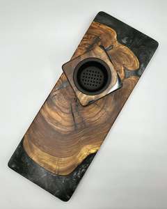 Brûleur d'encens en résine époxy et bois naturel Resin Spa Luxe, support artisanal exclusif fait main pour bâtonnets et cônes d'encens - Product Image 4
