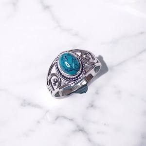 925 Sterling <b>Silver</b> Oval Turquoise Gemstone Vintage Statement <b>Ring</b> Handmade Bohemian Jewelry Fine Jewelry Bezel <b>Set</b> For Women - Product Image 4