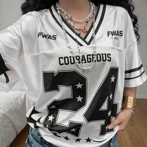 Camiseta de Béisbol Vintage Y2K para Hombre, Personalizada con Serigrafía, Transpirable, Ecológica, Cuello en V, Camiseta de Fútbol Americano OEM - Product Image 5