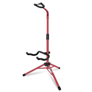 GSH HD RED Heavy-Duty Guitar Stand regolabile da pavimento con supporto per il collo per strumenti musicali classici bassi elettrici acustici - Product Image 1