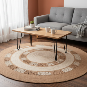 Alfombra de Yute Tejida a Mano, Hilo Natural, Estilo Rústico Vintage, Beige, Trenzada, Reversible, Ecológica, Apta para Mascotas, Pelo Medio Fino, para Dormitorio - Product Image 2