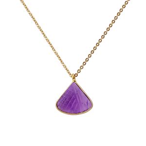 จี้รูปสามเหลี่ยมทำจากเพรนไนต์และแคลซิโดนี แกะสลักด้วยมือ ชุบทองคำแท้ ประดับด้วยพลอยธรรมชาติ ดีไซน์ทันสมัย - Product Image 5