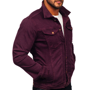 เสื้อแจ็คเก็ตยีนส์ทรงเข้ารูปสำหรับผู้ชาย สีพื้น ปกคอพับ ติดกระดุม สไตล์ลำลอง สำหรับฤดูใบไม้ร่วง ผลิตจากผ้าฝ้าย รับผลิตแบบ OEM - Product Image 4