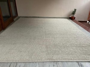 Tapis artisanal tissé à la main en laine avec bordure en boucle, antidérapant, adapté aux animaux domestiques, style scandinave, couleur unie, poils moyens, pour usage domestique, en latex - Product Image 2