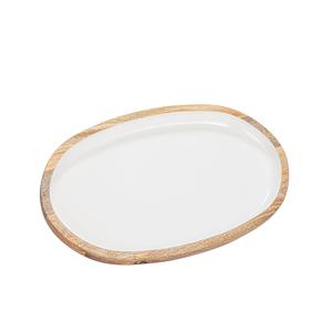 Plateau en bois rond de luxe, motif personnalisé, émail coloré, fait main, avec design bleu, durable, écologique, cadeau d'affaires - Product Image 3