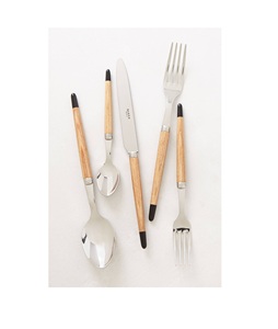Multipurpose Stainless Steel Cutlery <b>Set</b> With Wooden Handle For Home Office <b>Lunch</b> And Outdoor Camping - Product Image 6