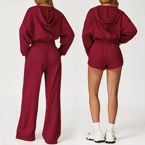 Wearpex Unisex Casual Sports Zip Sweatshirt 2-Piece Tracksuit <b>Set</b> Comfortable <b>Plus</b> <b>Size</b> Breathable Regular Fitness Hoodie Flare - Product Image 2