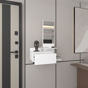 Armadietto Galleggiante da Corridoio Smart Storage & Organization 92 cm (36.2\") H, 1 Cassetto, 3 Ripiani, 1 Specchio, Bianco - Product Image 5