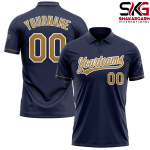 Camiseta Deportiva Personalizada de Polo Azul Marino, Manga Corta, Uniforme de Equipo, Impresión de Nombre y Número para Entrenamiento de Club - Product Image 1