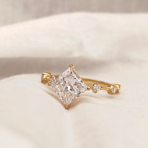 14k Gold Princess Cut Diamond Engagement <b>Ring</b> IGI Certified VVS Moissanite Lab Grown Diamond Vintage Classic <b>Fine</b> <b>Ring</b> - Product Image 3
