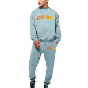 Sweat-shirt à capuche en molleton 100% coton pour homme avec poches kangourou, couleur unie, pantalon de jogging, ensembles de survêtements écologiques - Product Image 1