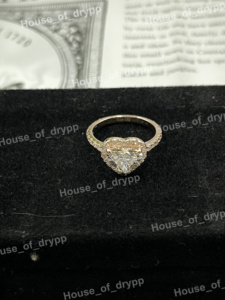 Anillo de compromiso con forma de corazón de plata y moissanita, anillo de halo, anillo de promesa romántico, joyería para mujer, regalo. - Product Image 2