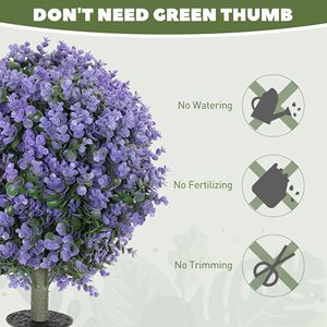 2 Pack 1.3ft UV Resistant Artificial Ball Eucalyptus Topiary Faux Greenery <b>for</b> Indoor & Outdoor Use with <b>Ground</b> <b>Stake</b> - Product Image 5