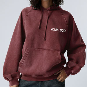 Nueva Sudadera con Capucha para Mujer, Color Granate Sólido, Logotipo Estampado en la Parte Delantera, Estilo Casual para Otoño, con Bolsillos, Corte Regular, 100% Algodón - Product Image 4